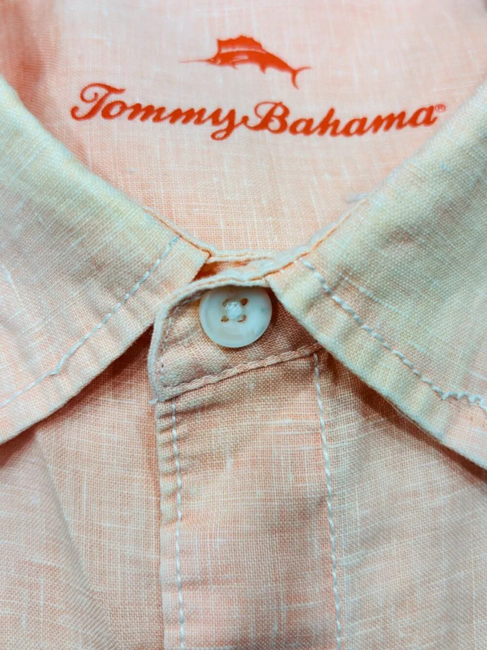 Tommy Bahama Men's Peach Linen Button Up Shirt L Long Sleeve Island Casual - Picture 4 of 10